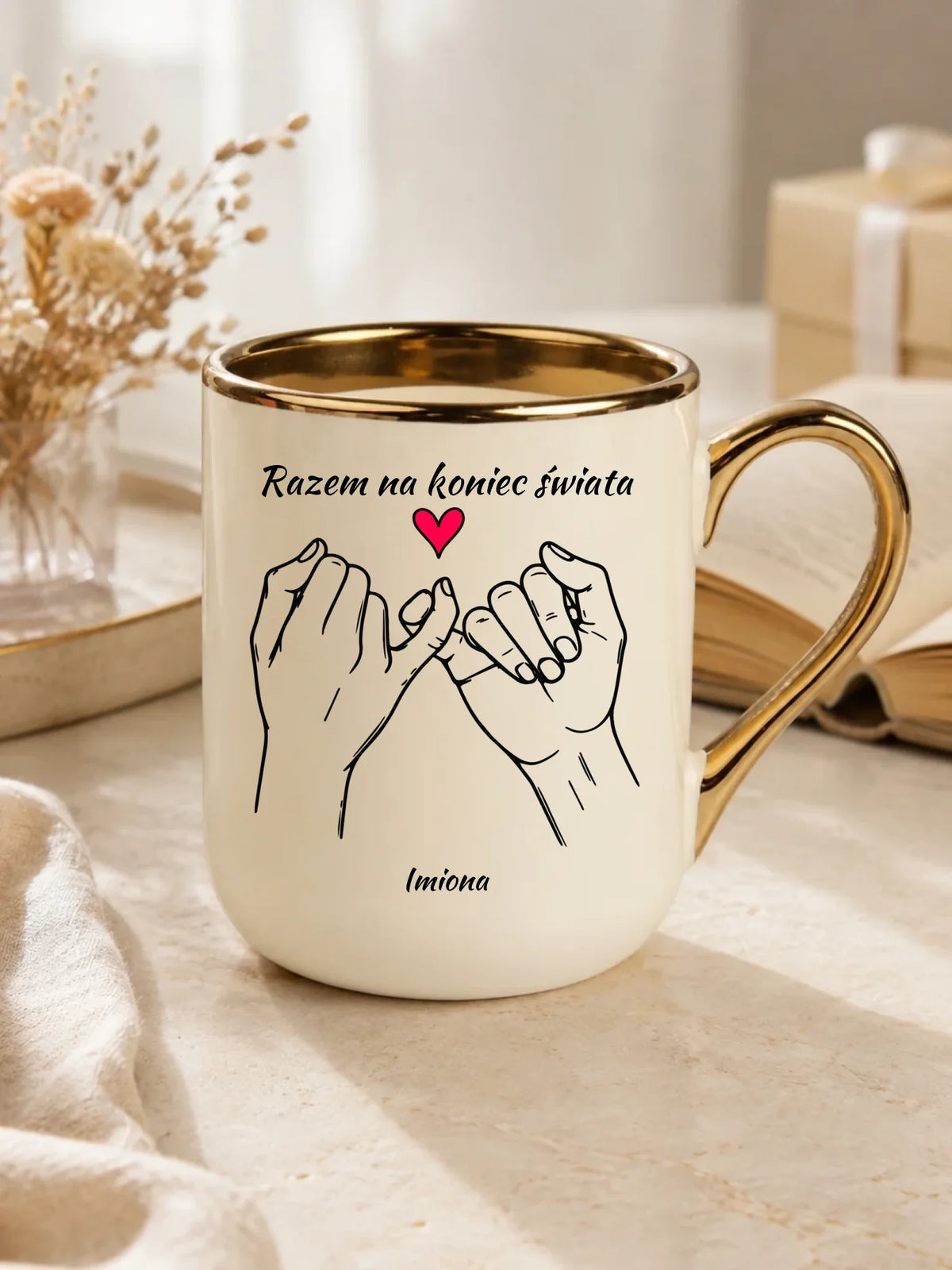 Kubek elegant dla par - Razem na koniec świata - personalizowany W60