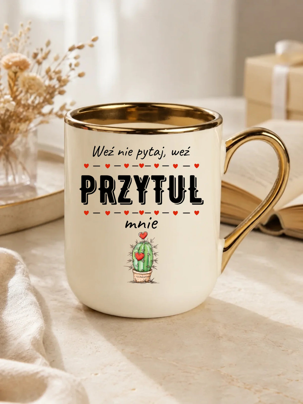 Kubek elegant dla par - Weź nie pytaj, weź przytul mnie W49