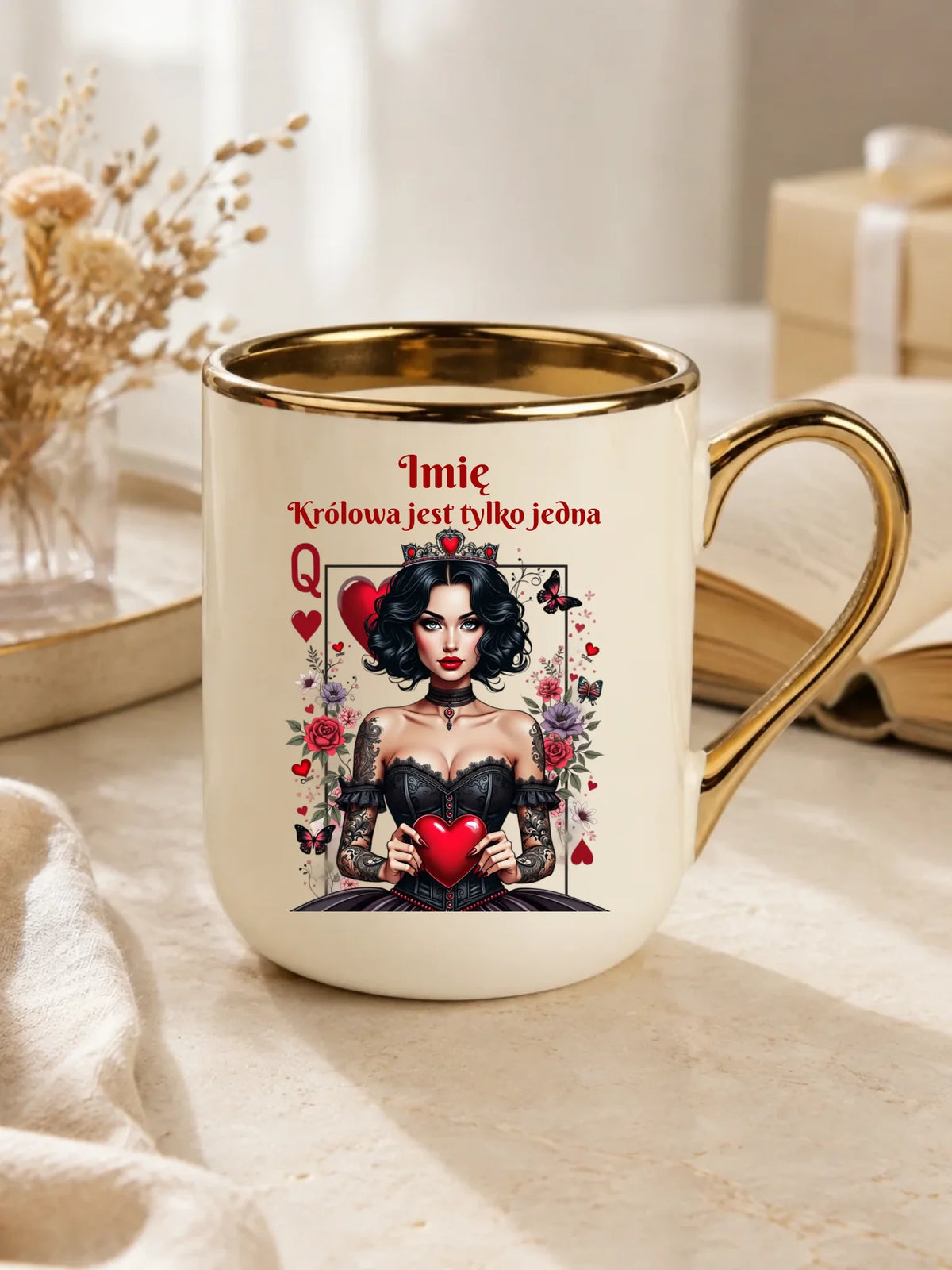 Kubek elegant dla niej - Królowa jest tylko jedna - personalizowany W46