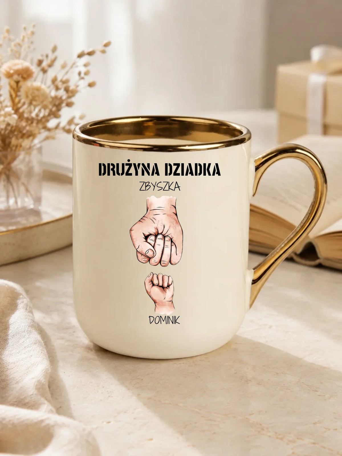 Kubek elegant dla dziadka - Drużyna dziadka 1-6 imion wnuków - personalizowany D07