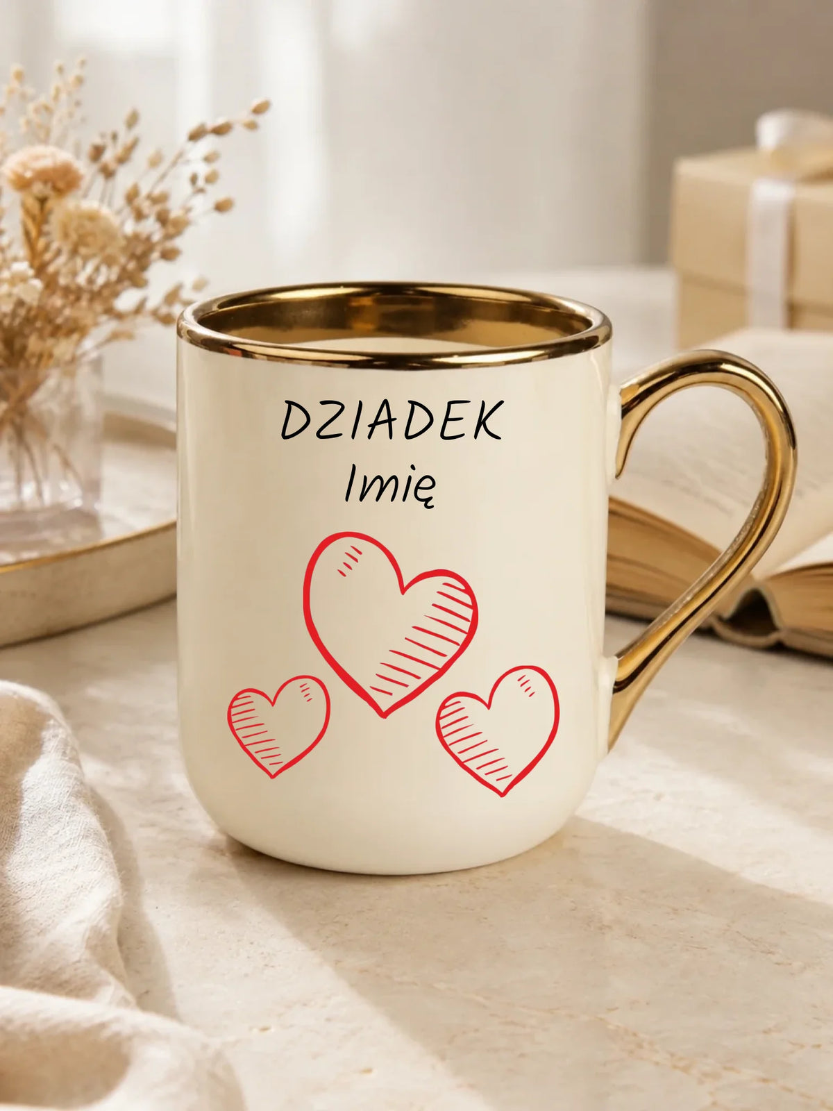 Kubek elegant dla dziadka - Serca - personalizowany D01