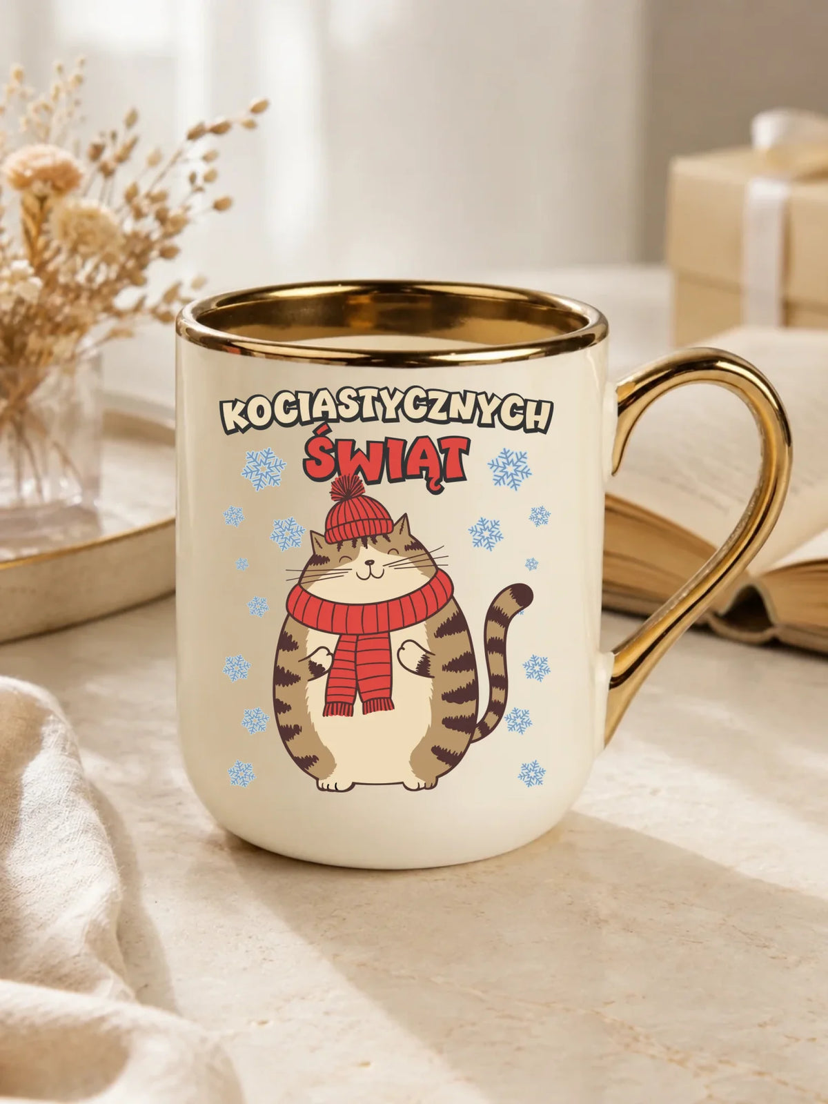 Kubek elegant świąteczny - prezent na święta - Kociastycznych świąt BN154