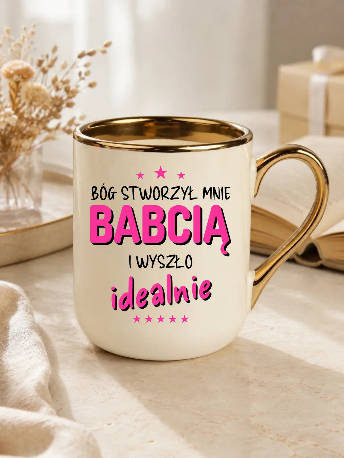 Kubek elegant dla babci - Bóg stworzył mnie babcią i wyszło idealnie B08