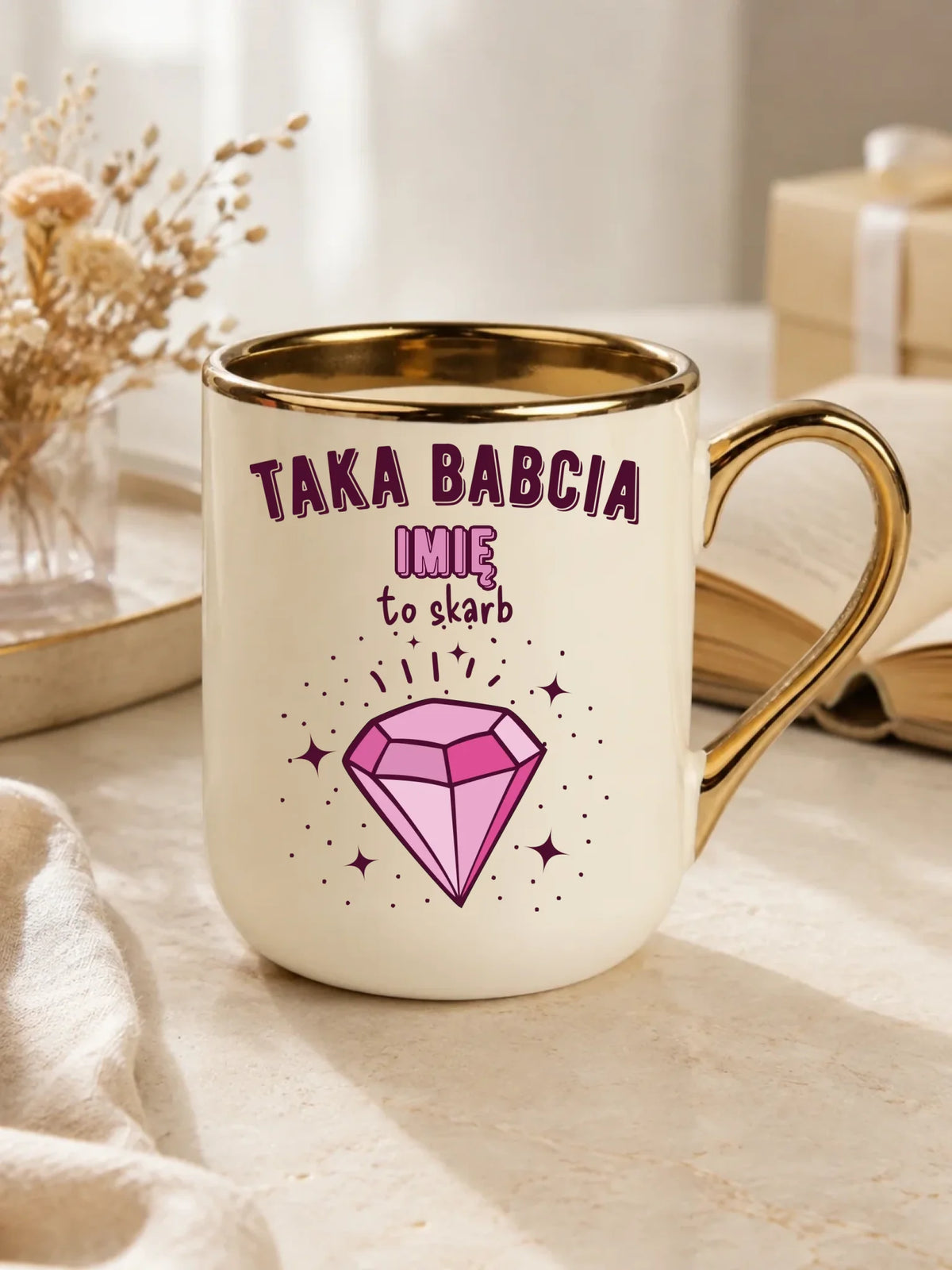 Kubek elegant dla babci - Taka Babcia to skarb - personalizowany B06