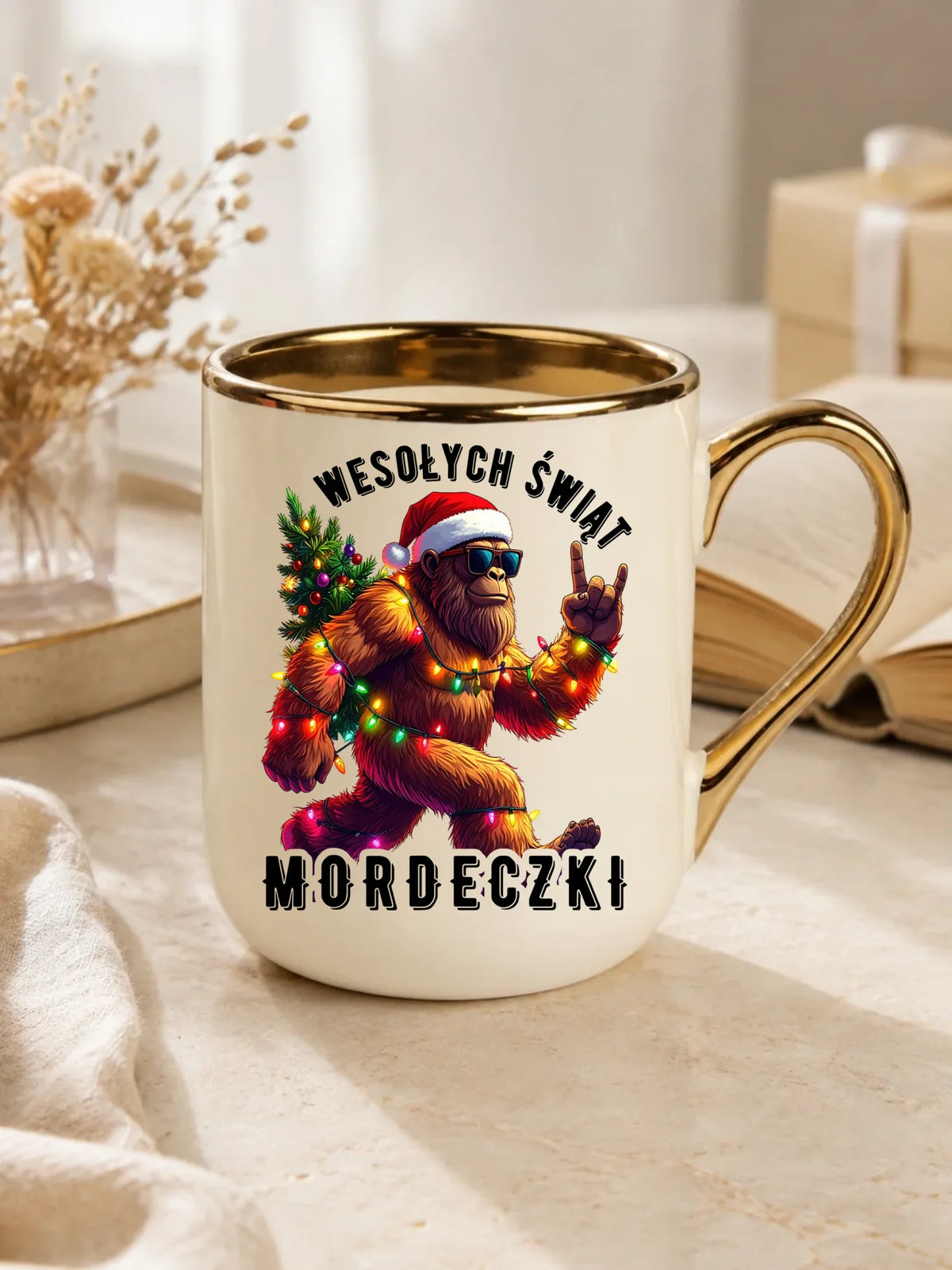 Kubek elegant świąteczny - prezent na święta - Yeti Wesołych Świąt mordeczki BN152