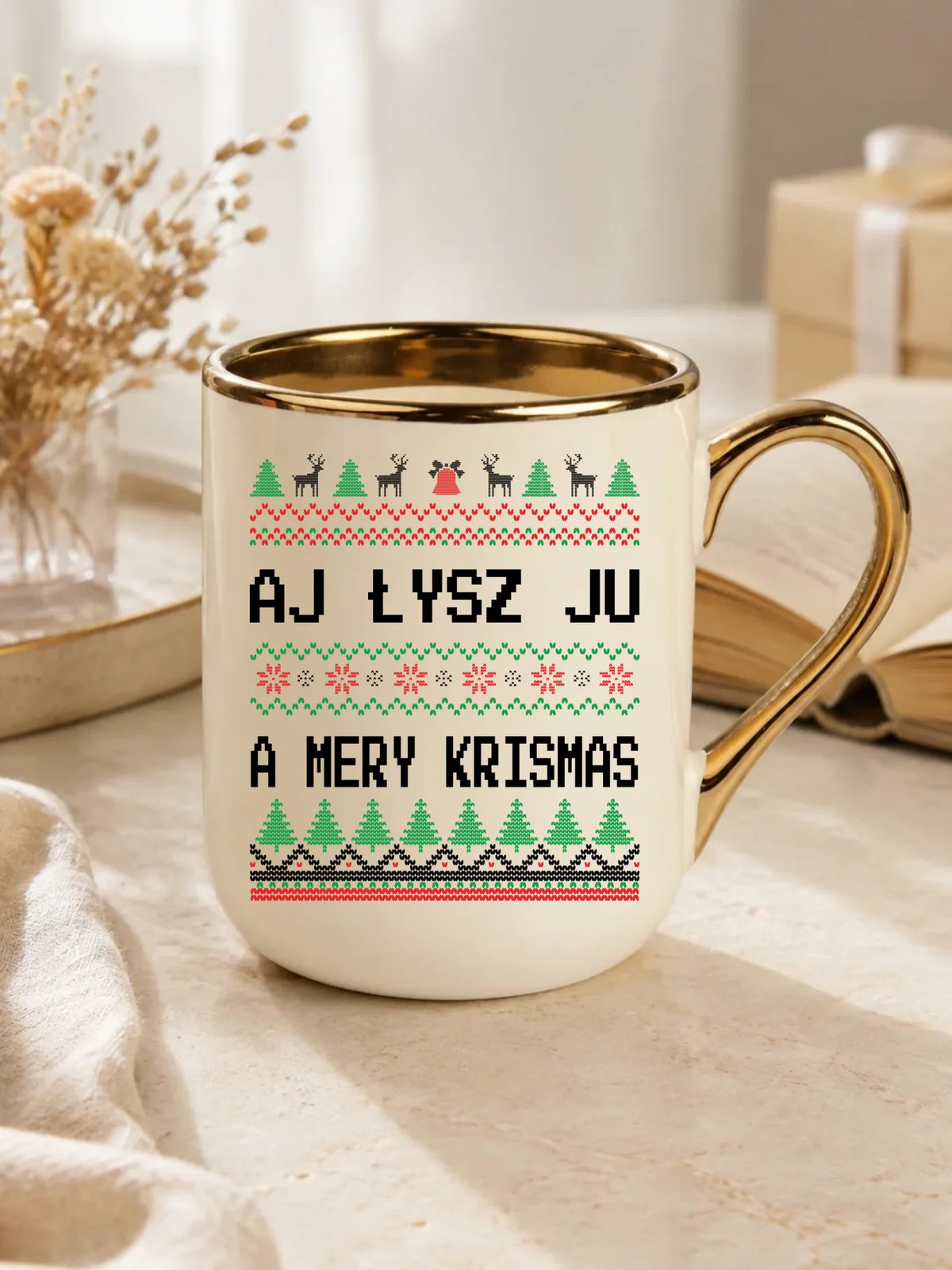 Kubek elegant świąteczny - Aj łysz ju a mery krismas BN12