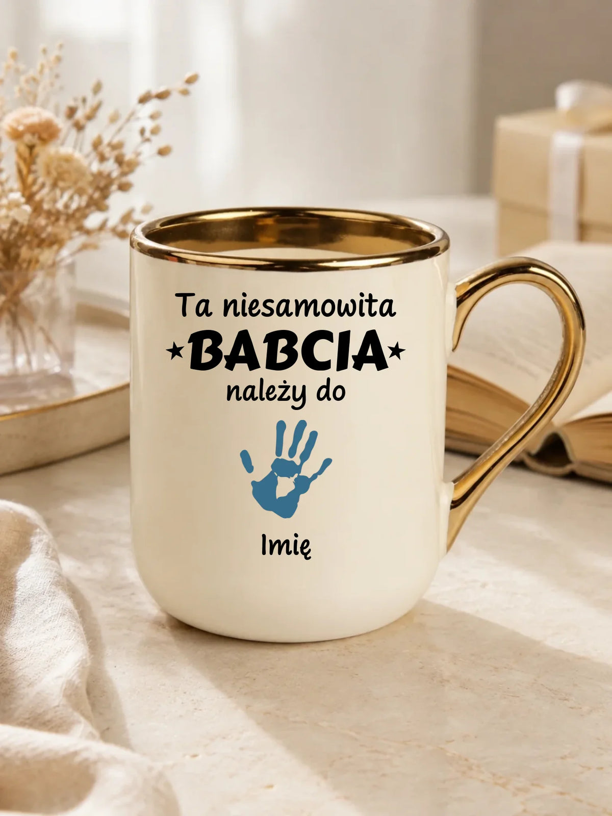 Kubek elegant dla babci - Babcia należy do wnuków 1–6 imion – personalizowany B33