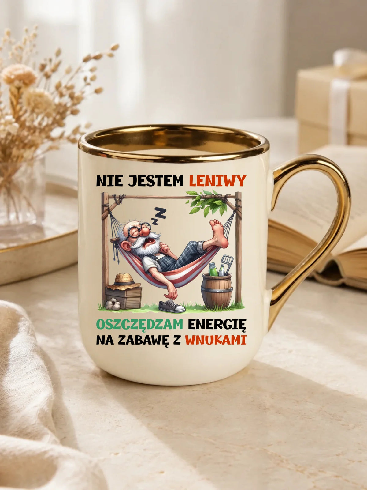 Kubek elegant dla dziadka - Nie jestem leniwy oszczędzam energię D39