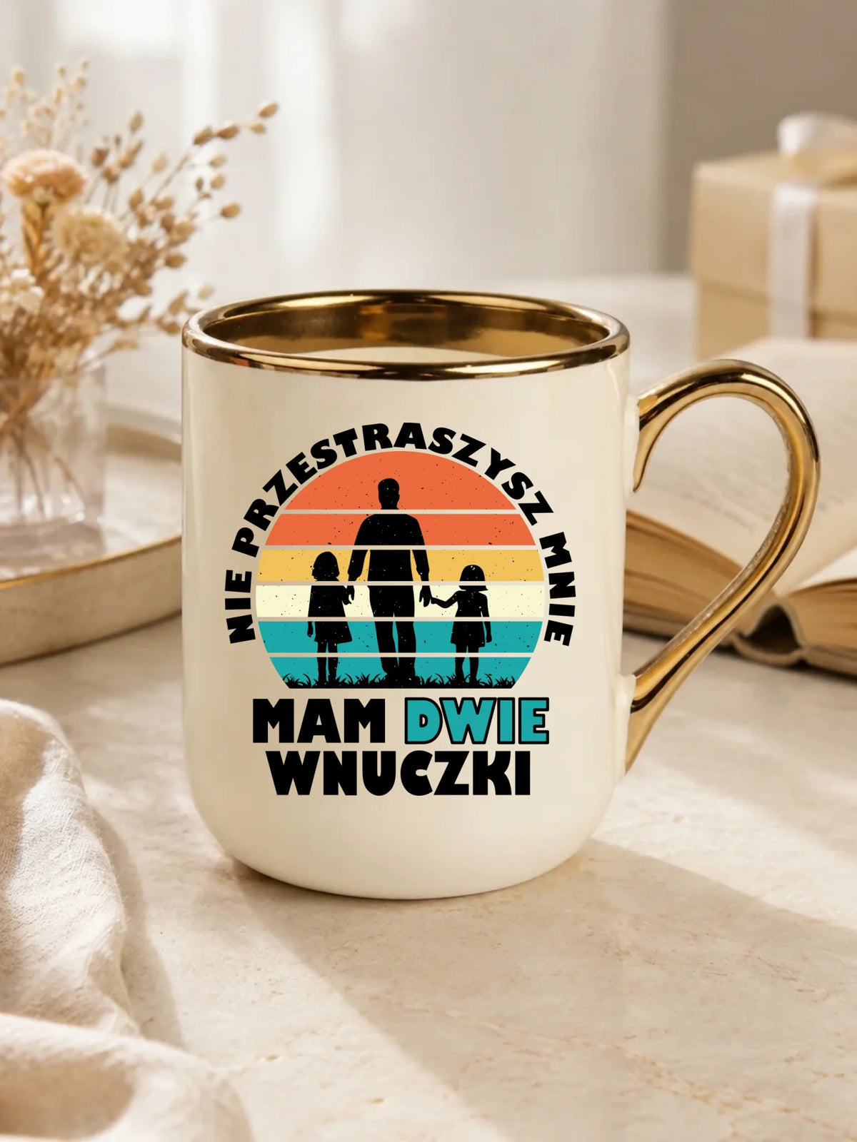 Kubek elegant dla dziadka - Nie przestraszysz mnie mam dwie wnuczki D41