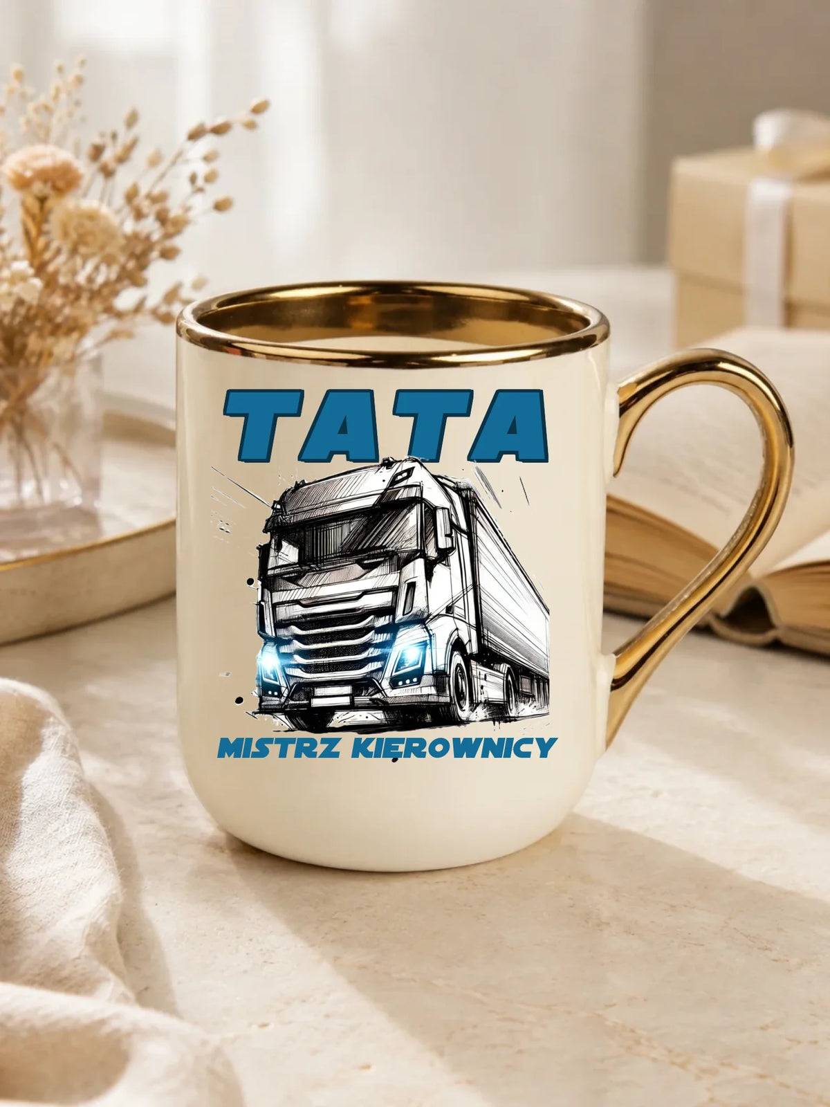 Mistrz kierownicy | Kubek elegant dla taty kierowcy ciężarówki DT80