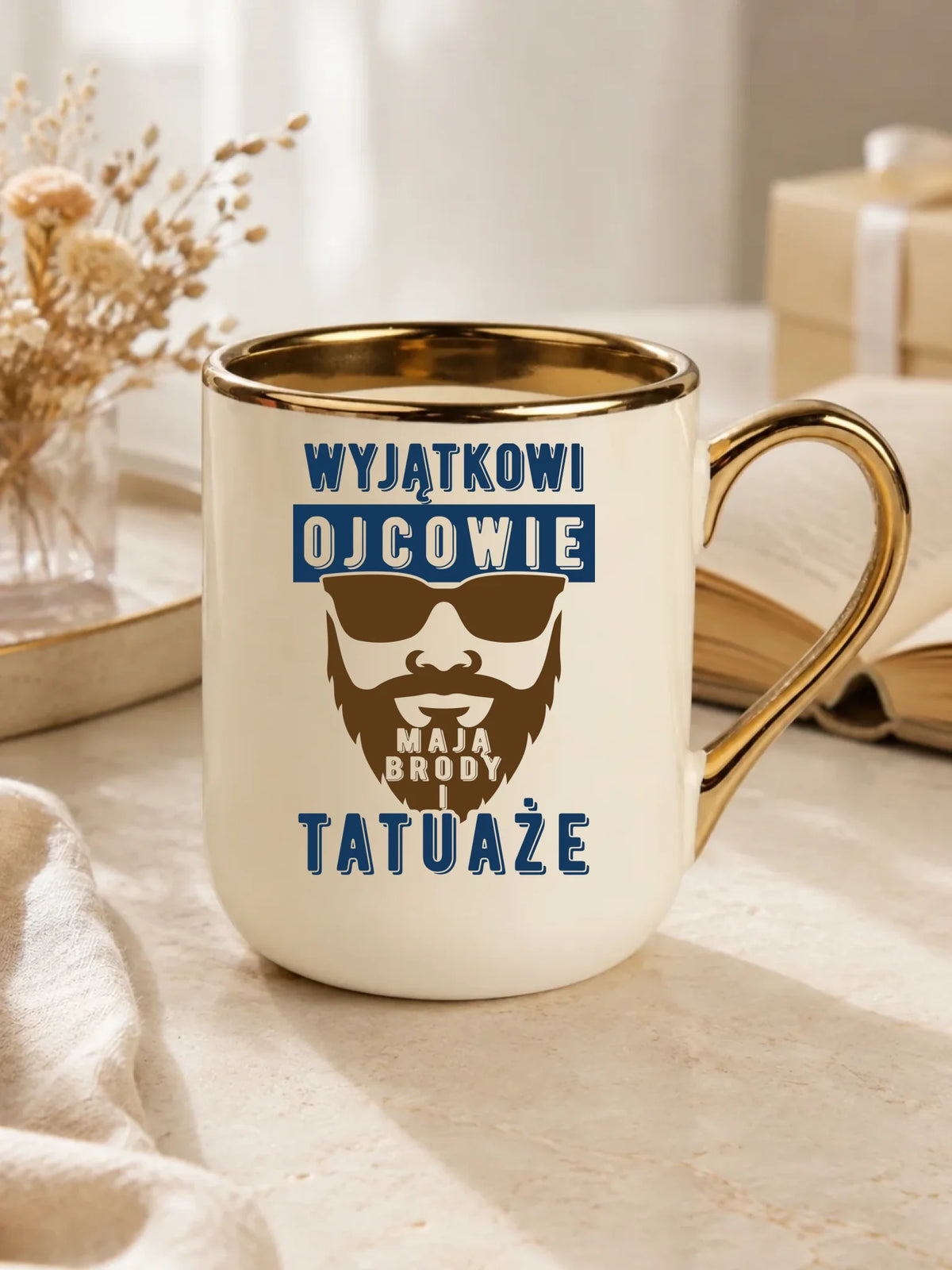 Wyjątkowi ojcowie mają brody i tatuaże | Kubek elegant prezent dla taty DT73