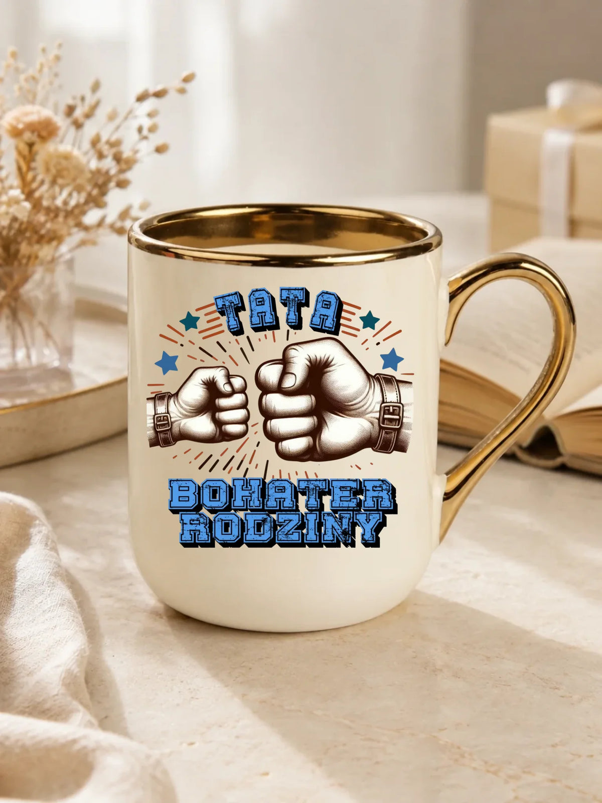 Tata bohater rodziny | Kubek elegant z nadrukiem dla taty DT45