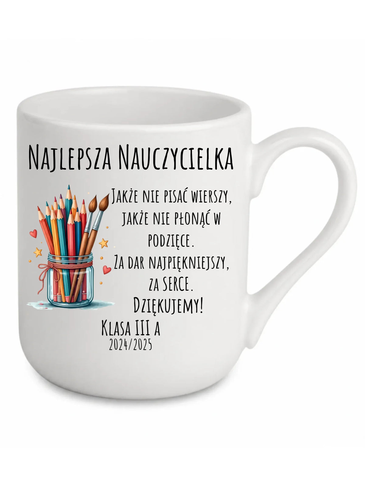 Za dar najpiękniejszy za serce | Kubek elegant dla najlepszej nauczycielki na prezent N20