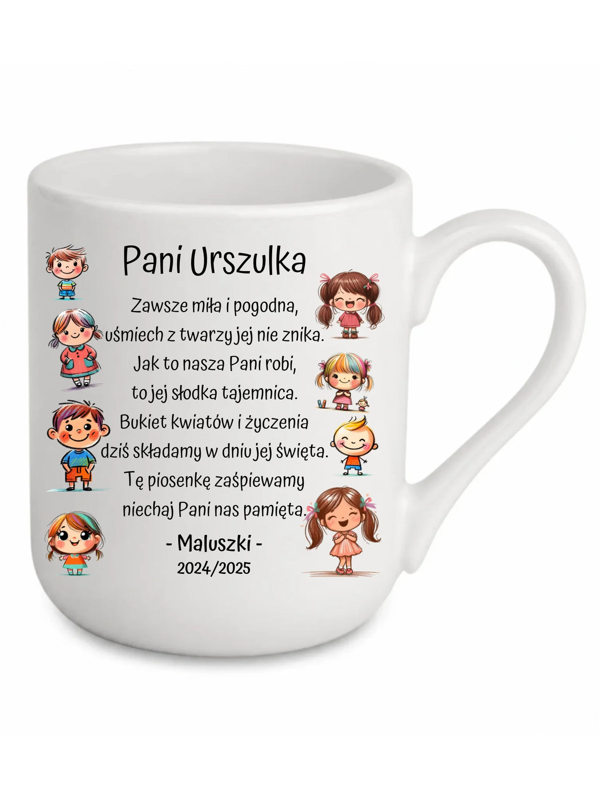 Dzieci z wierszykiem | Personalizowany kubek elegant dla przedszkolanki na prezent N19