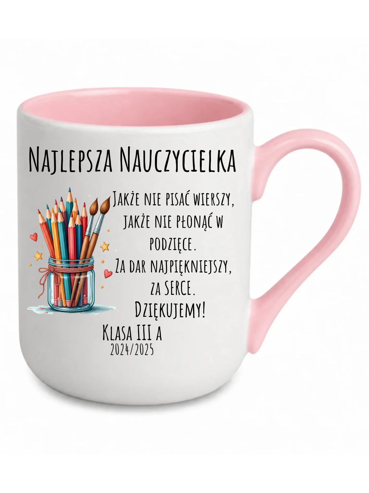 Za dar najpiękniejszy za serce | Kubek elegant dla najlepszej nauczycielki na prezent N20
