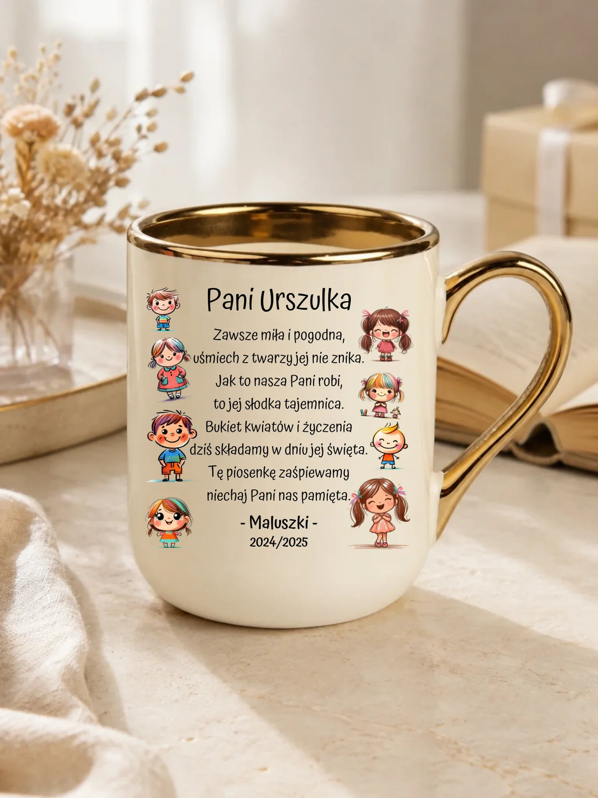 Dzieci z wierszykiem | Personalizowany kubek elegant dla przedszkolanki na prezent N19