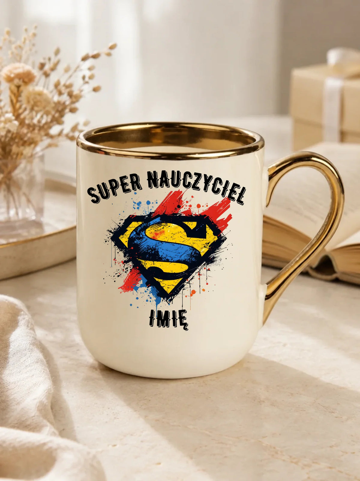 Super nauczyciel | Kubek elegant z imieniem na prezent dla nauczyciela N28