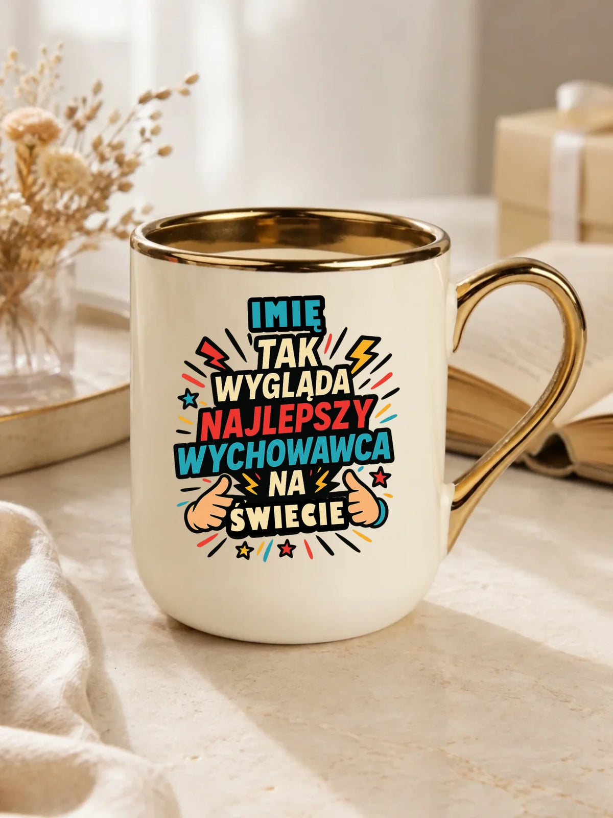 Tak wygląda najlepszy wychowawca na świecie | Kubek elegant z imieniem na prezent N31