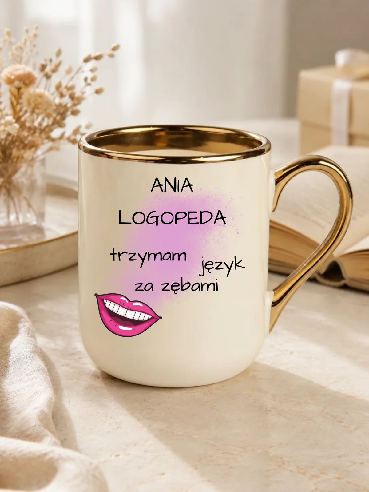 Logopeda | Kubek elegant z imieniem na prezent dla logopedy N24