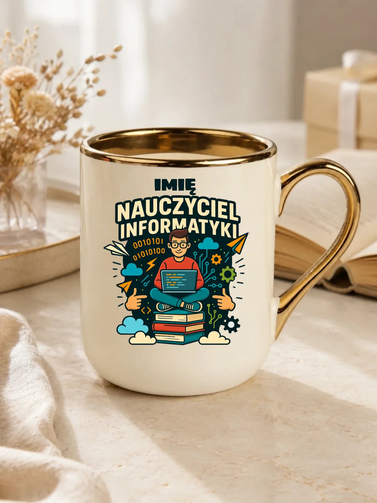 Nauczyciel informatyki | Kubek elegant z imieniem na prezent N33