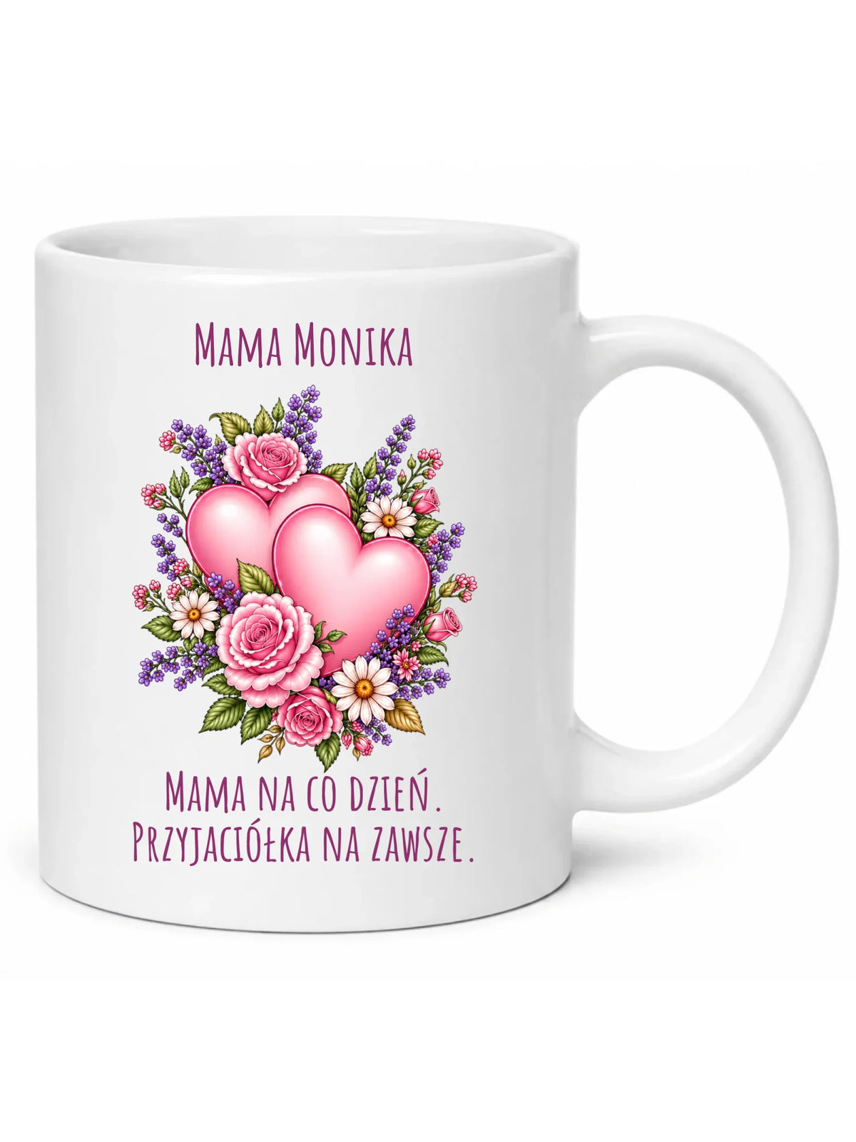 Kubek dla mamy - Bukiet z sercami przyjaciółka - personalizowany DM39