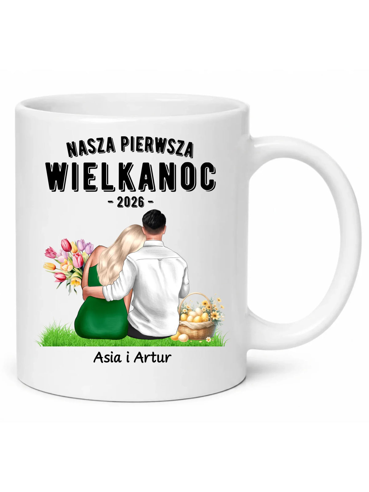 Kubek wielkanocny dla par - Nasza pierwsza Wielkanoc - personalizowany WN16