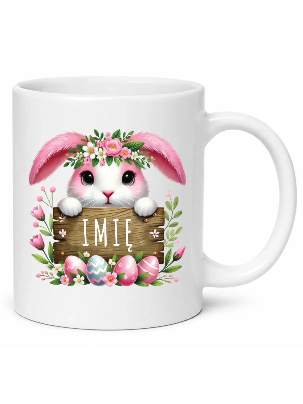 Kubek na Wielkanoc - Słodki Różowy Zajączek - Prezent personalizowany WN07