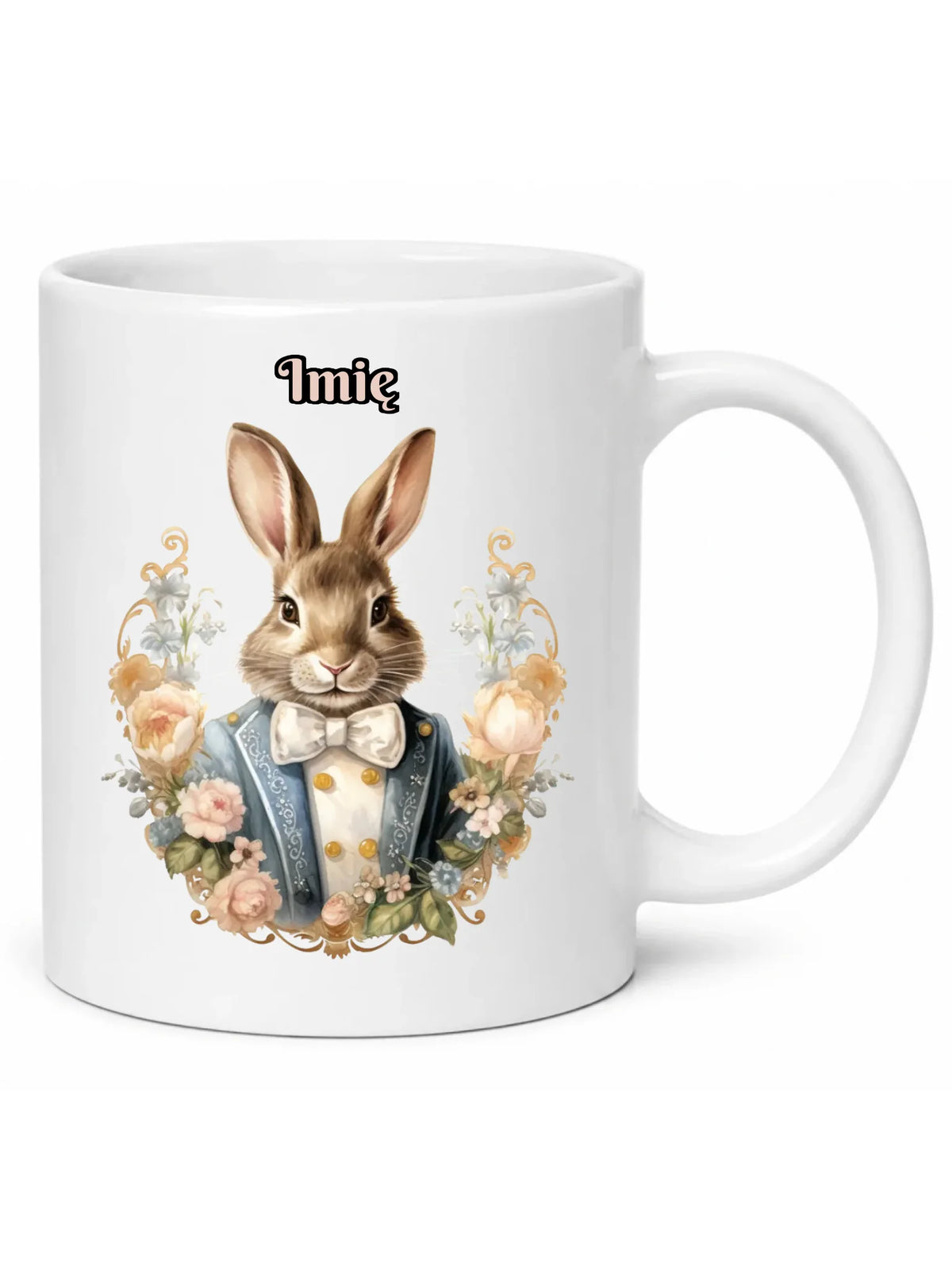 Kubek na Wielkanoc - Elegancki Pan Zając - Prezent personalizowany WN06