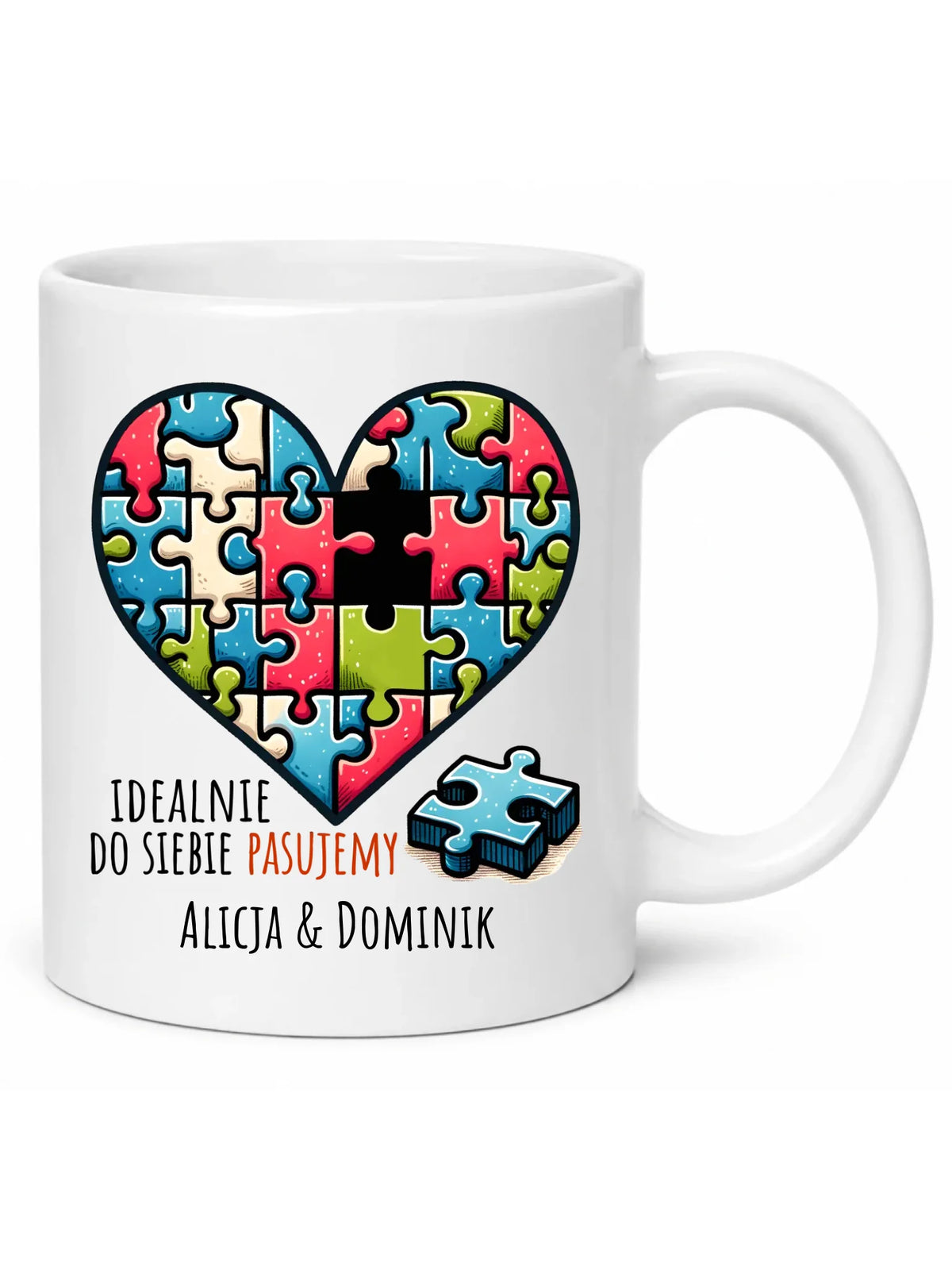 Kubek dla par - Idealnie do siebie pasujemy - personalizowany W44