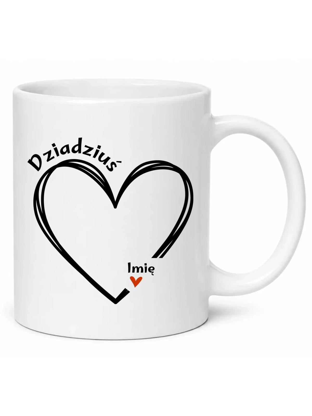 Kubek dla dziadka - Serce z imionami wnuków 1-7 - personalizowany D26