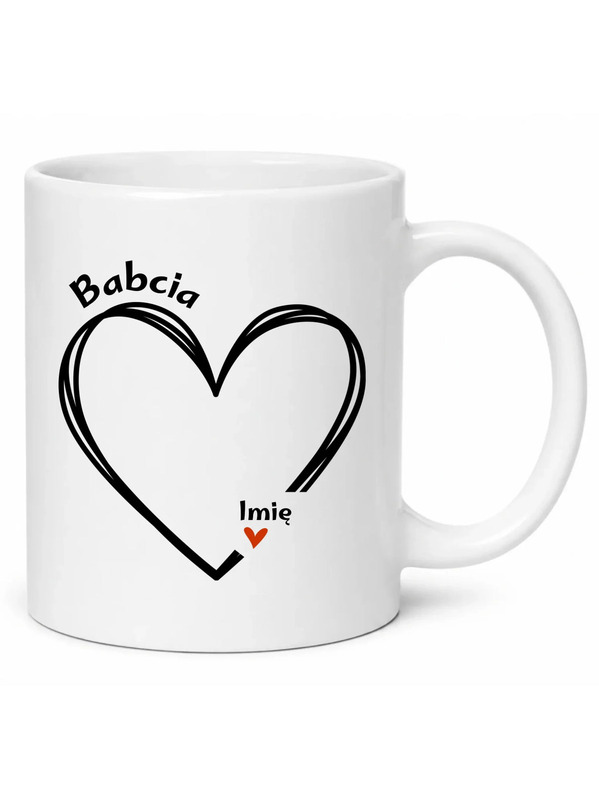 Kubek dla babci - Serce z imionami wnuków 1-7 - personalizowany B26