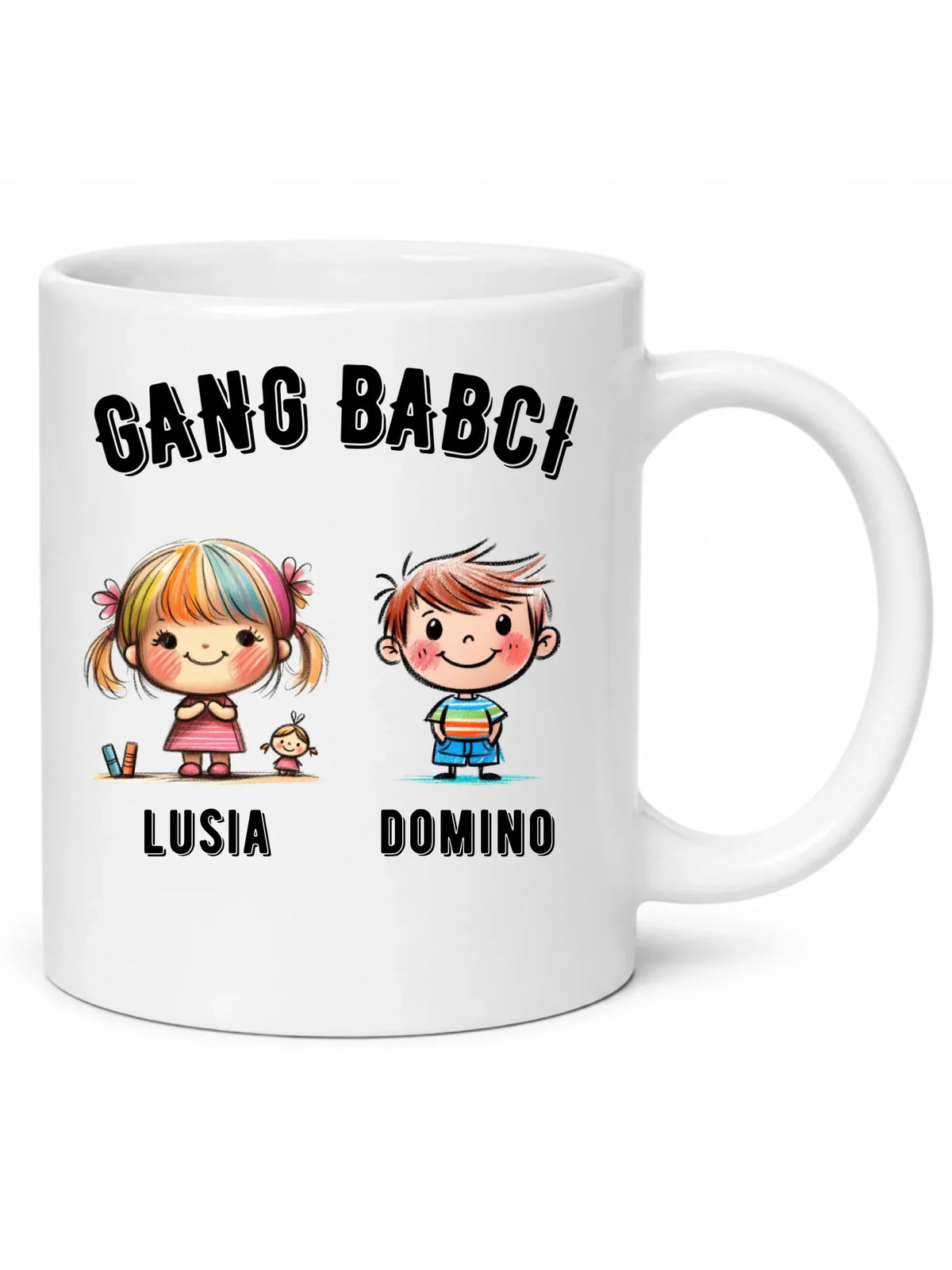 Kubek dla babci - Gang Babci imiona wnuków 2-6 - personalizowany B18