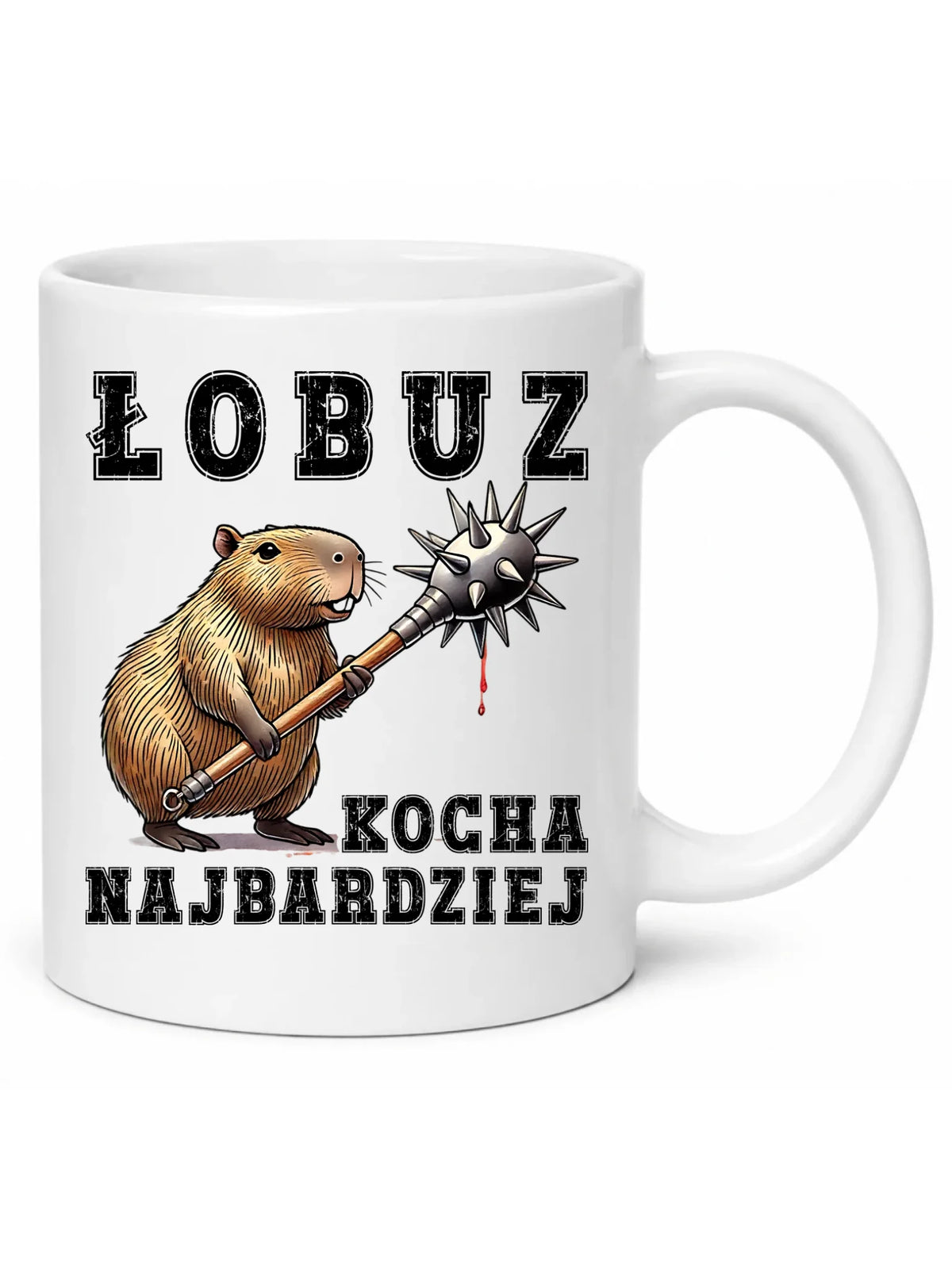 Kubek - prezent dla chłopaka - Łobuz kapibara z maczugą DCH17