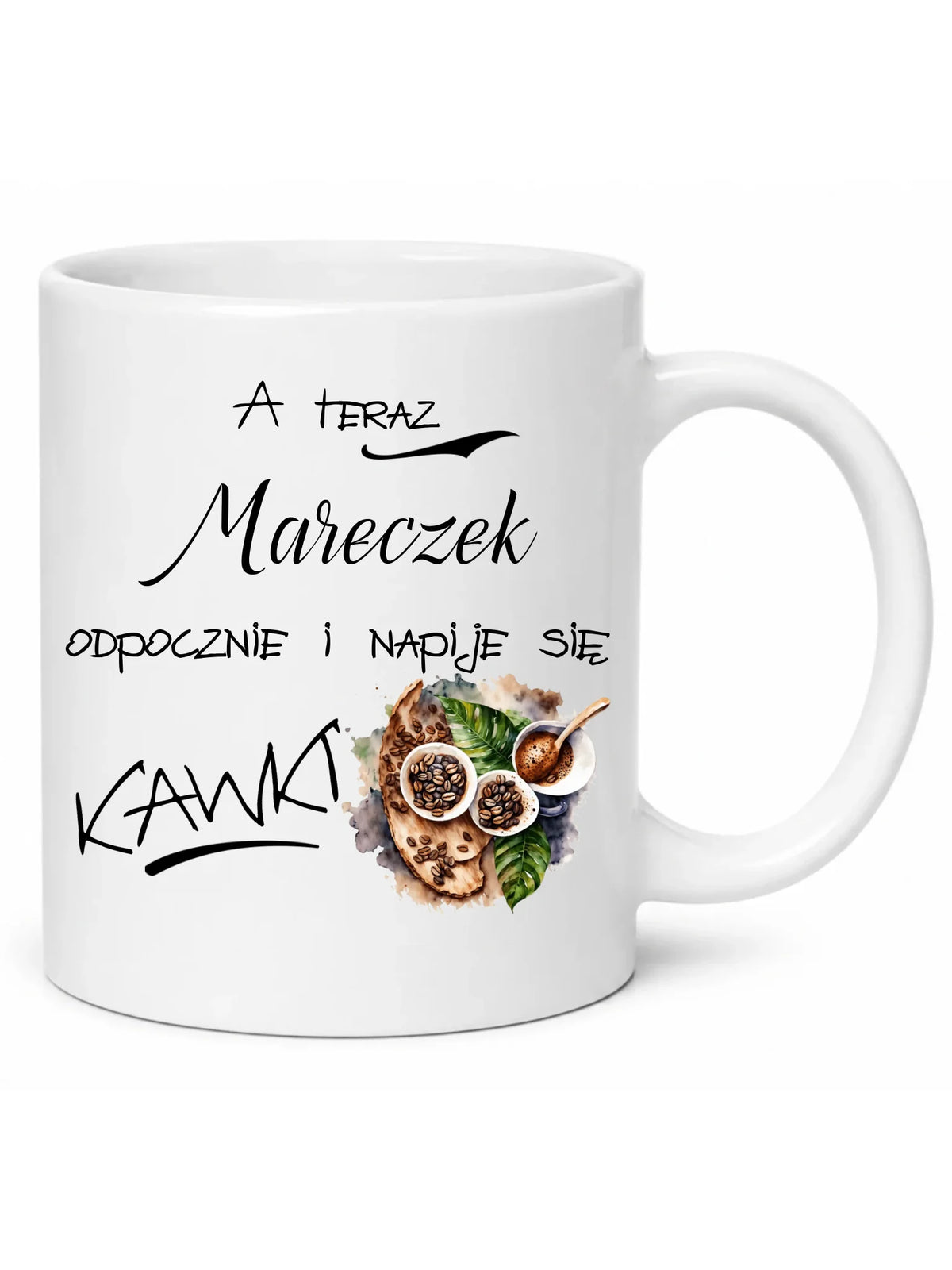 Kubek - Odpocznie i napije się kawki prezent dla kawosza - personalizowany DCH04