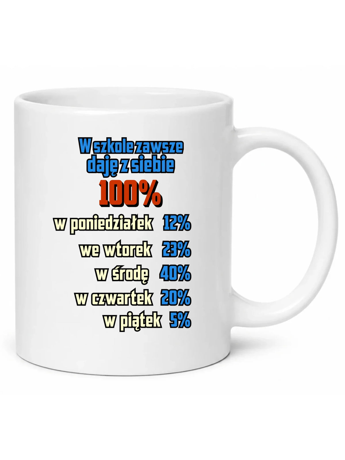 Kubek szkolny - W szkole daję z siebie 100% - śmieszny SZ20