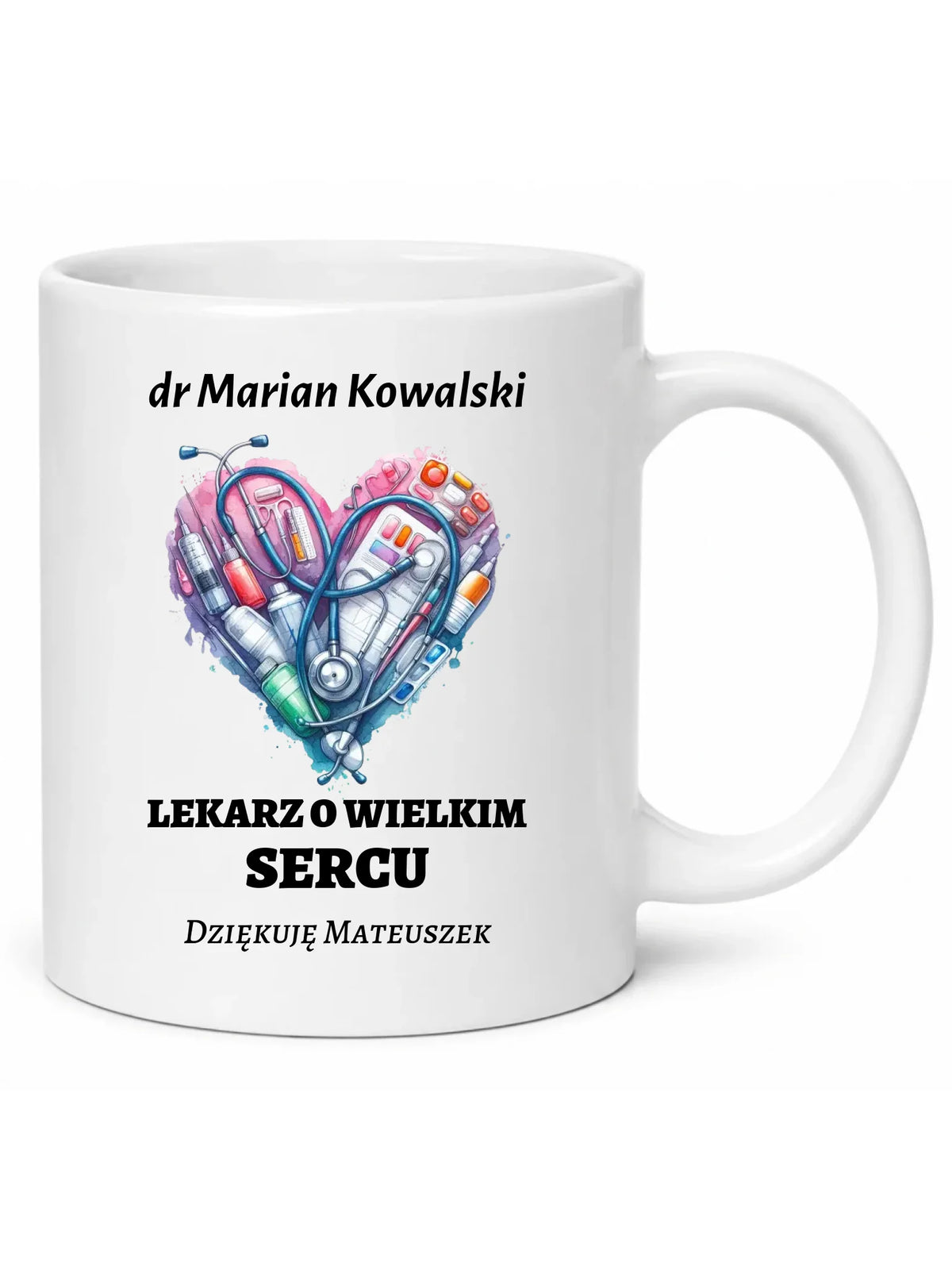 Kubek dla lekarza - Lekarz o wielkim sercu - personalizowany ZL02