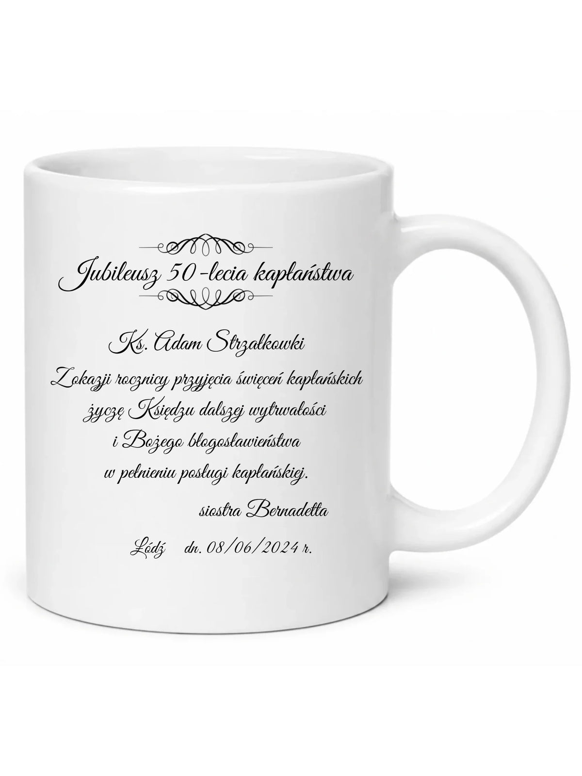 Kubek - Prezent dla księdza na jubileusz święceń kapłańskich - personalizowany DU07