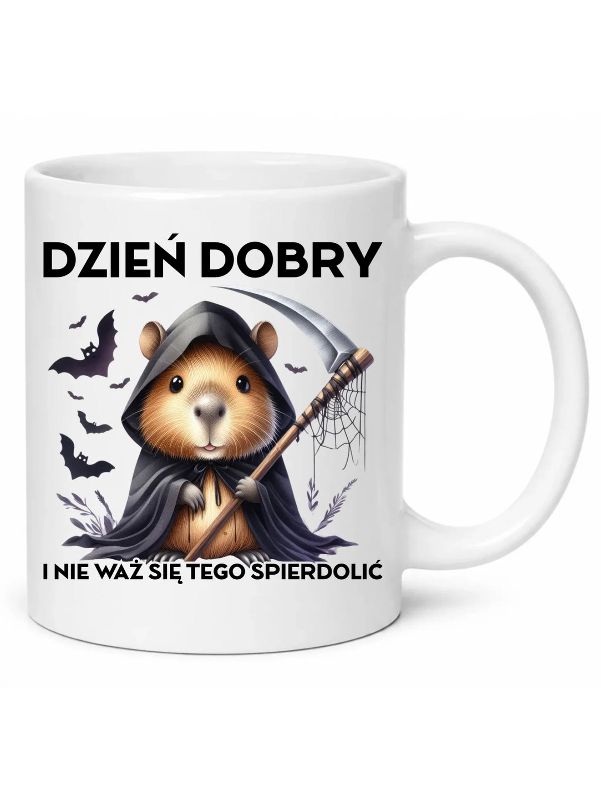 Kubek halloweenowy - Kapibara Żniwiarz - Dzień dobry - bez cenzury HL20