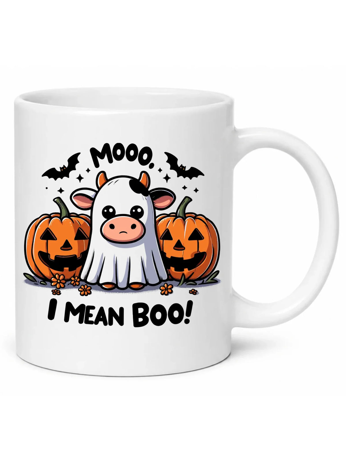 Kubek na Halloween - Mooo I mean Boo! - z dynią i duchem HL14