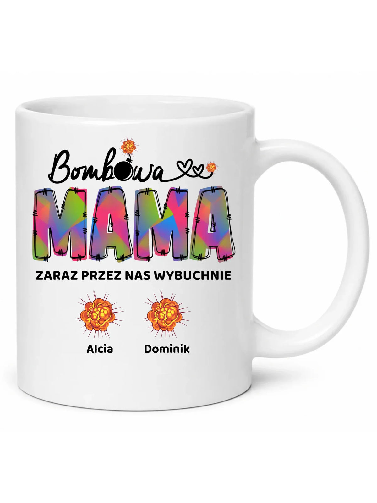 Kubek dla mamy z imionami dzieci - Bombowa mama - personalizowany DM53