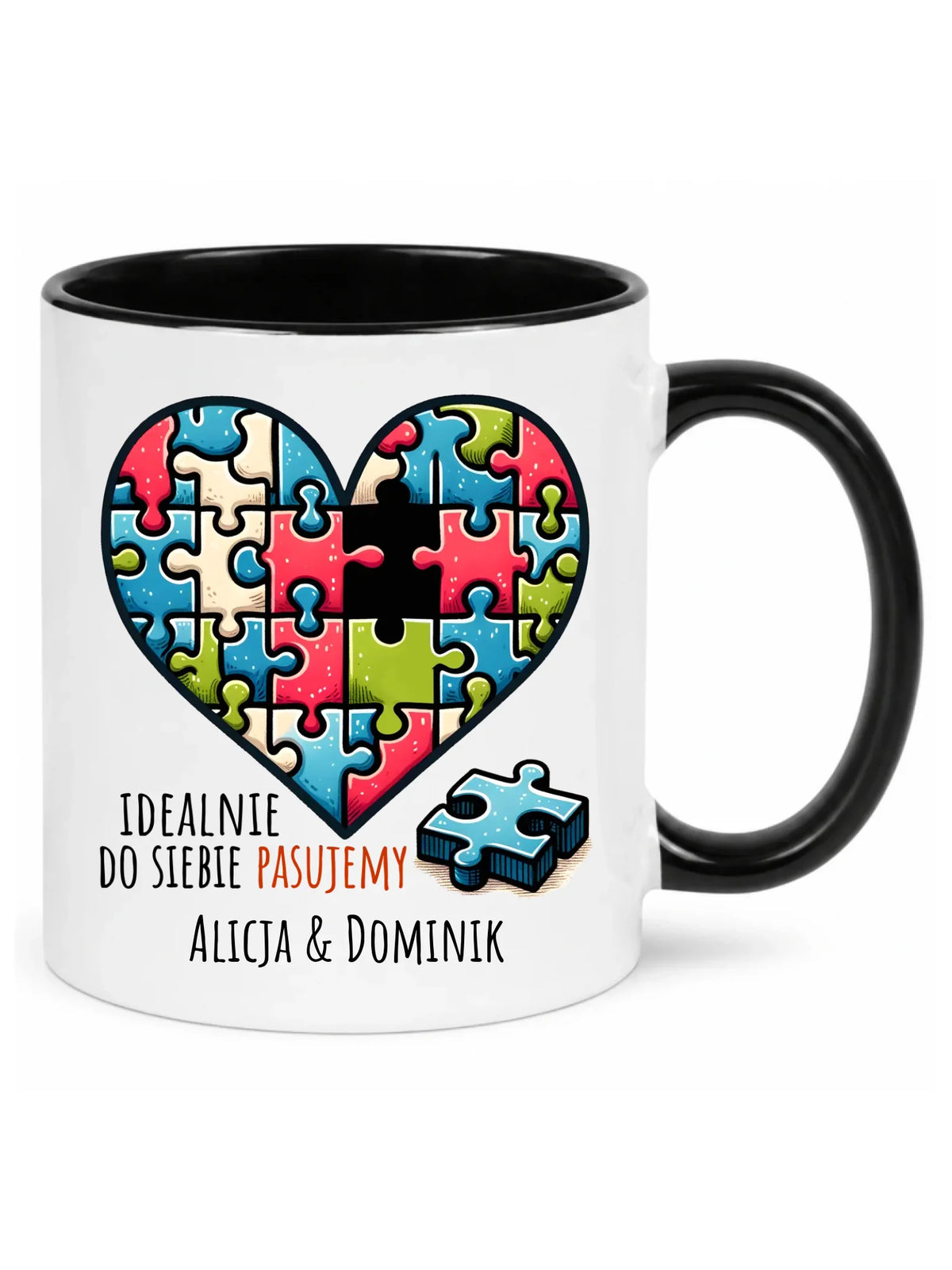 Kubek dla par - Idealnie do siebie pasujemy - personalizowany W44