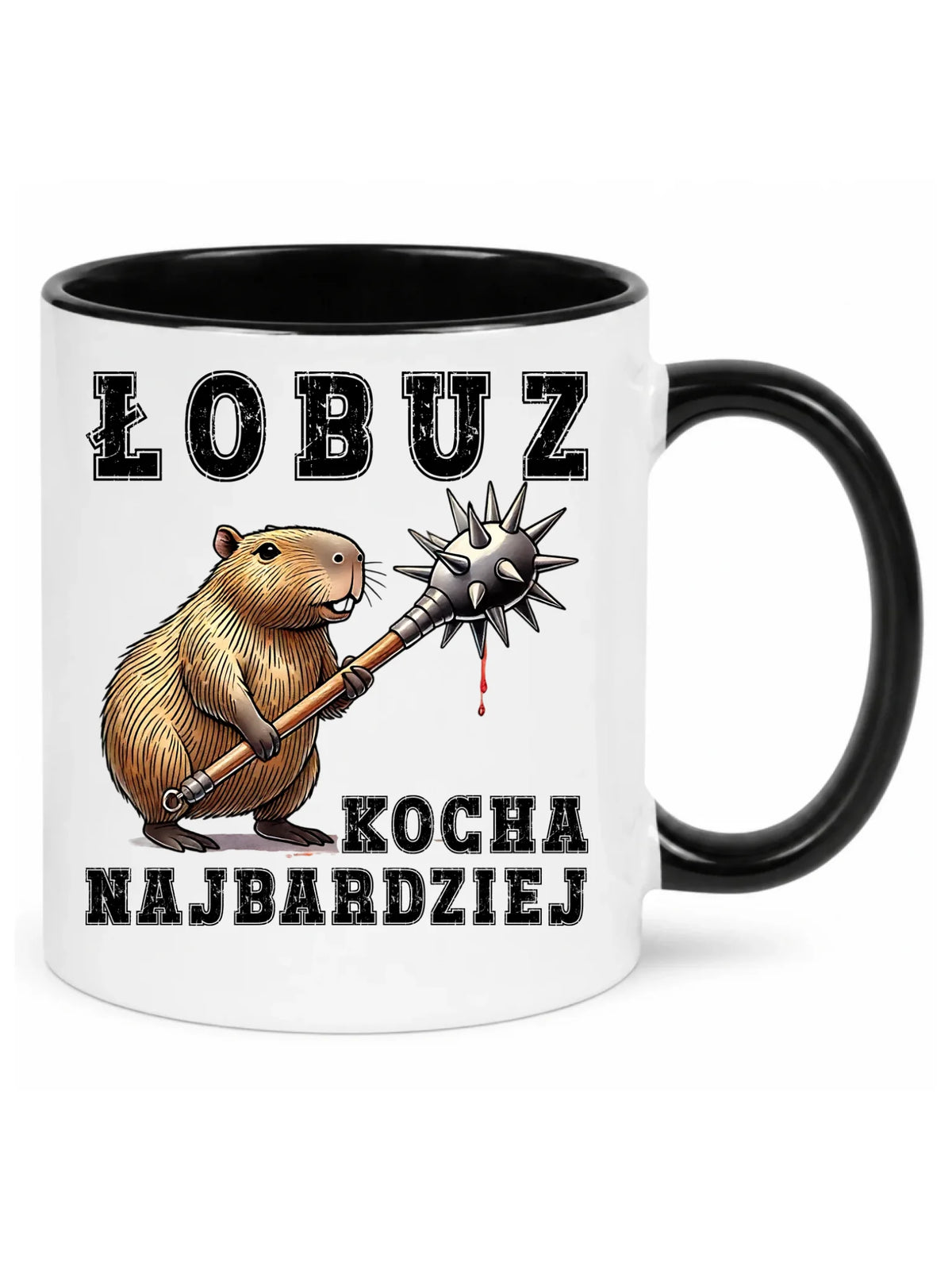 Kubek - prezent dla chłopaka - Łobuz kapibara z maczugą DCH17