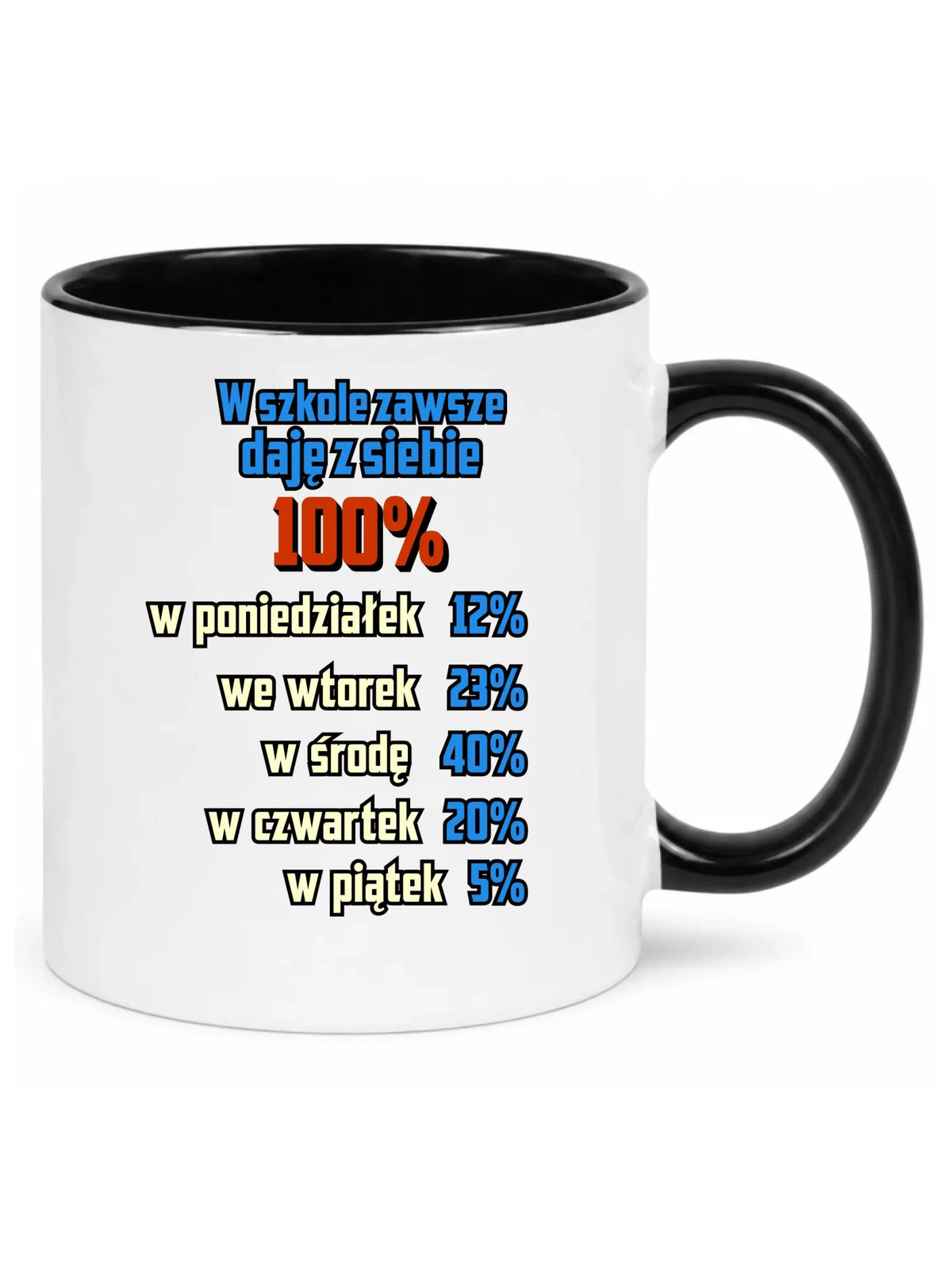 Kubek szkolny - W szkole daję z siebie 100% - śmieszny SZ20