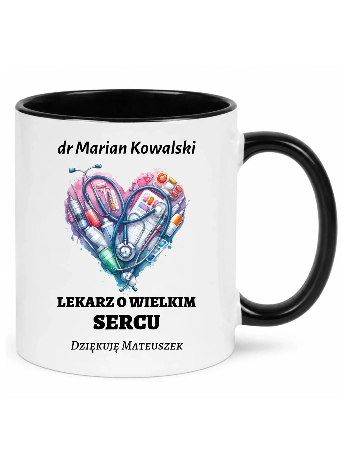 Kubek dla lekarza - Lekarz o wielkim sercu - personalizowany ZL02