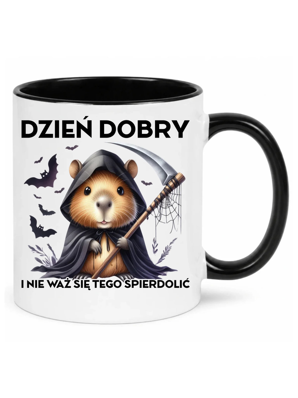 Kubek halloweenowy - Kapibara Żniwiarz - Dzień dobry - bez cenzury HL20