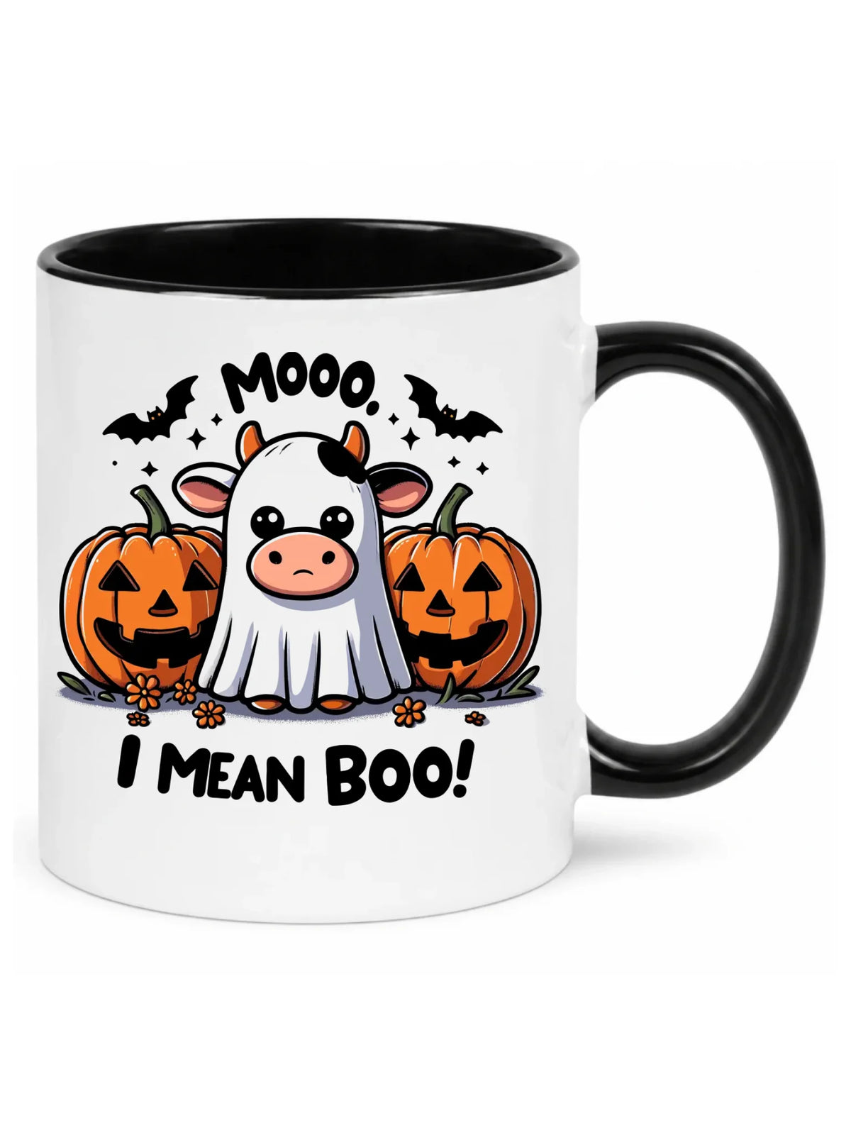 Kubek na Halloween - Mooo I mean Boo! - z dynią i duchem HL14