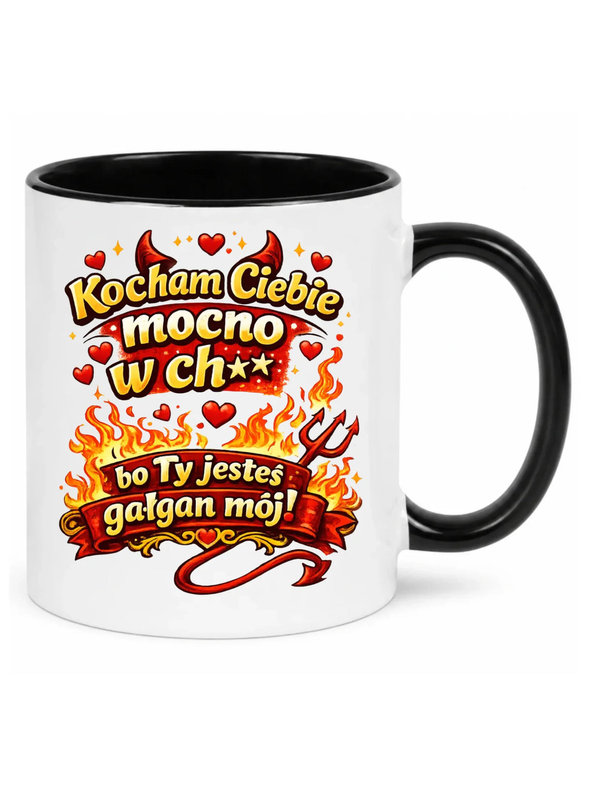 Kubek dla par - Kocham Ciebie mocno w ch** bo Ty jesteś gałgan mój W82