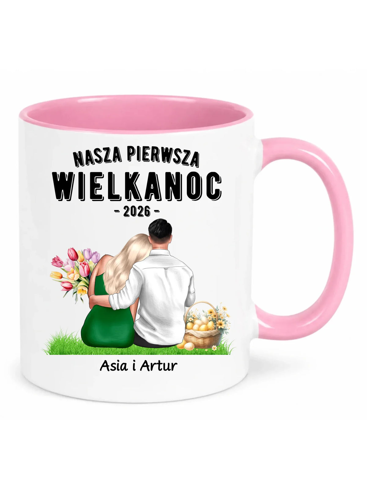 Kubek wielkanocny dla par - Nasza pierwsza Wielkanoc - personalizowany WN16