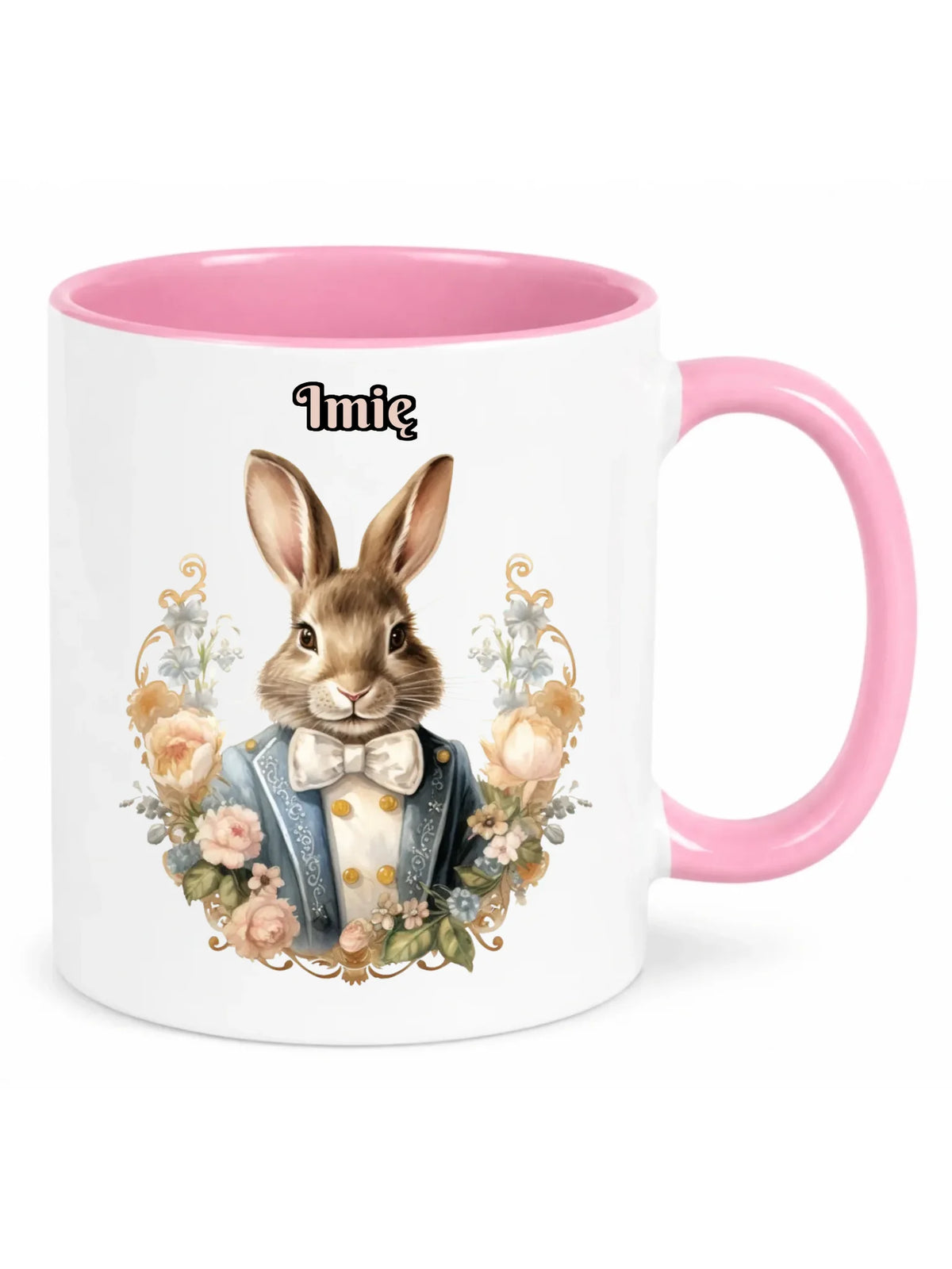 Kubek na Wielkanoc - Elegancki Pan Zając - Prezent personalizowany WN06
