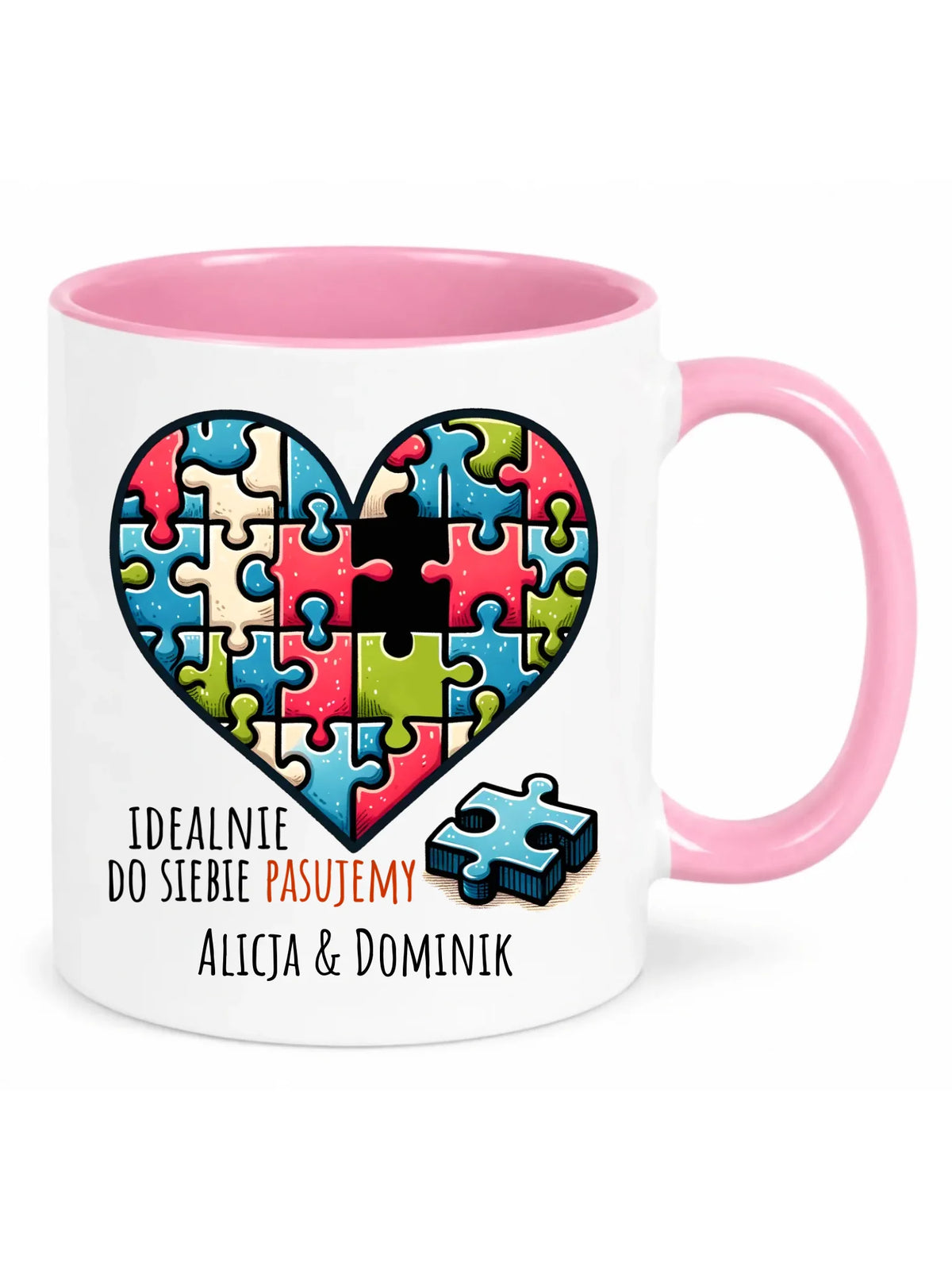 Kubek dla par - Idealnie do siebie pasujemy - personalizowany W44